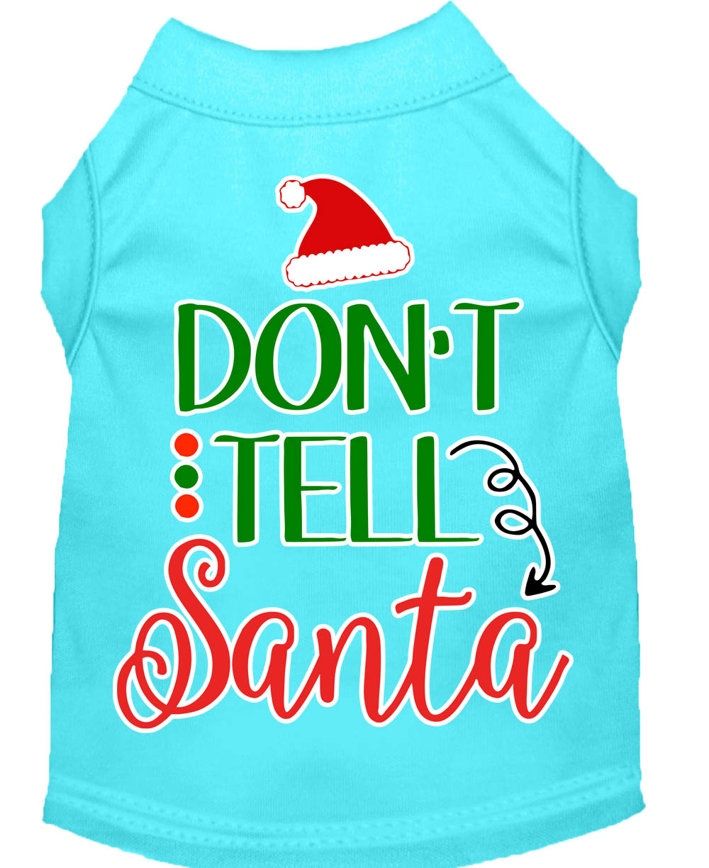 Don't Tell Santa Screen Print Dog Shirt Aqua XXXL